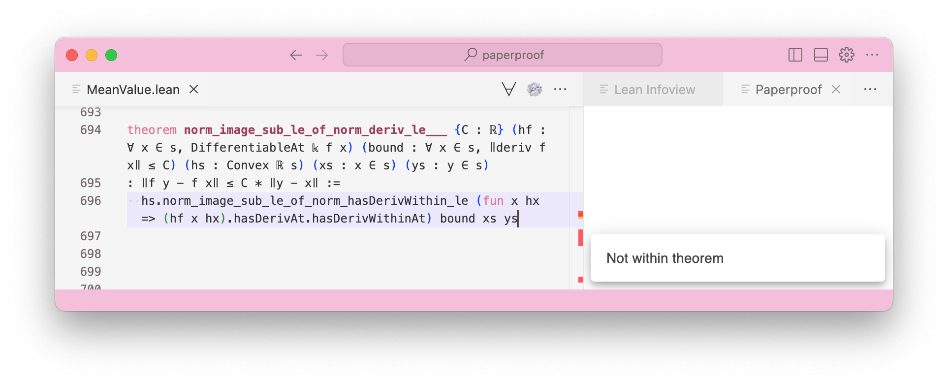 Paperproof proofterm rendering: "Not within theorem"
