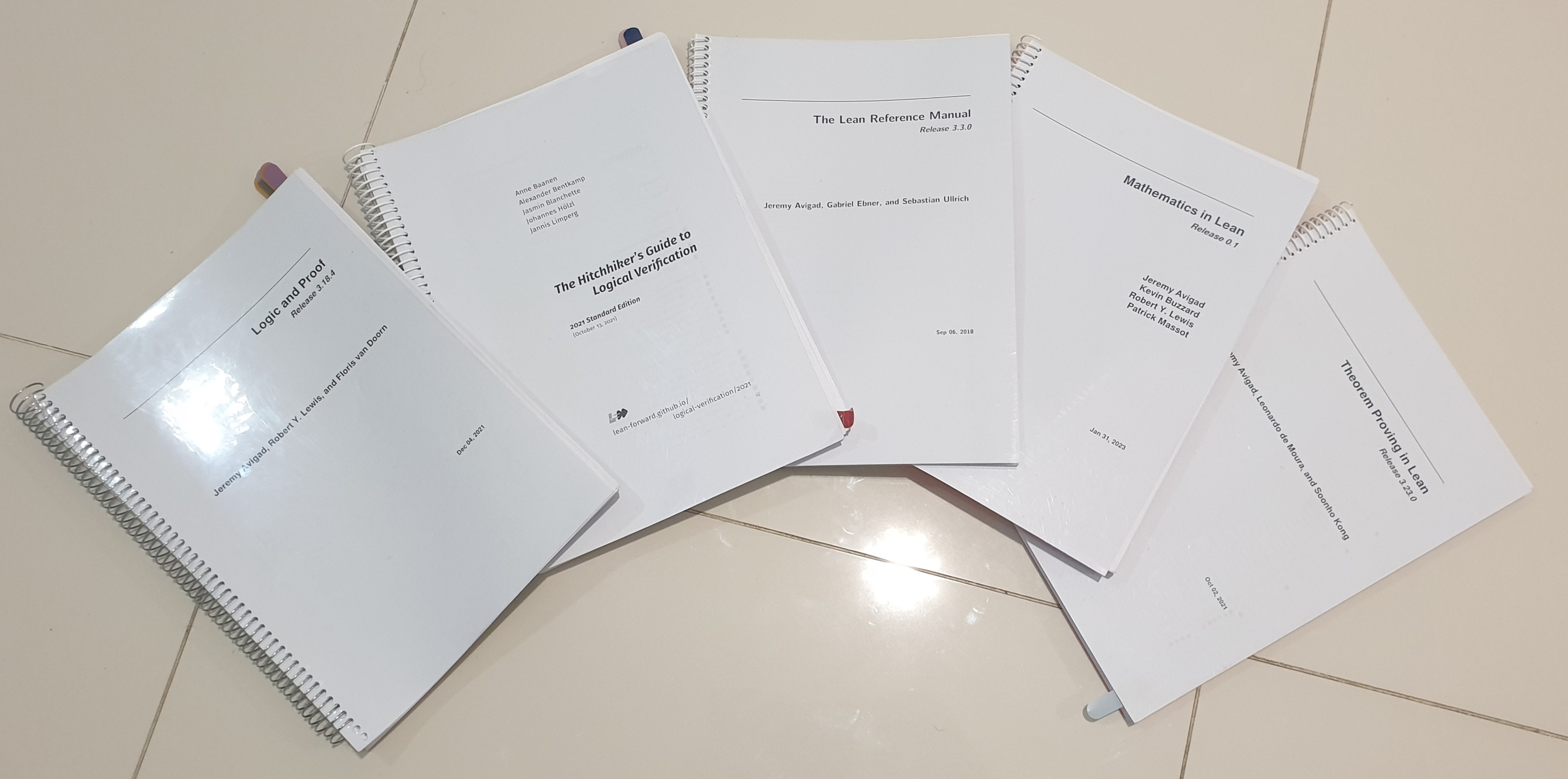 All Lean 4 textbooks - printed, lying on the floor